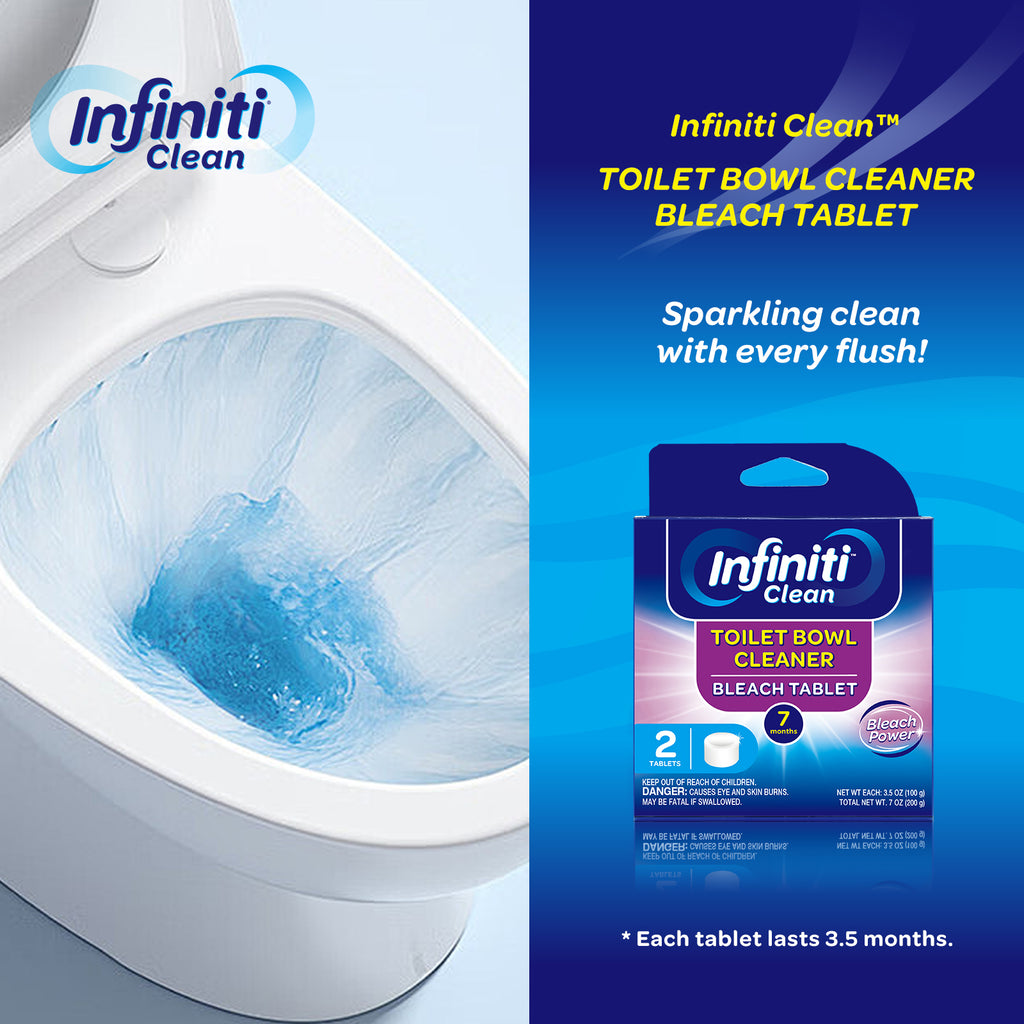 Infiniti Clean Toilet Bowl Cleaner Bleach Tablets - 2 Pack for Tank