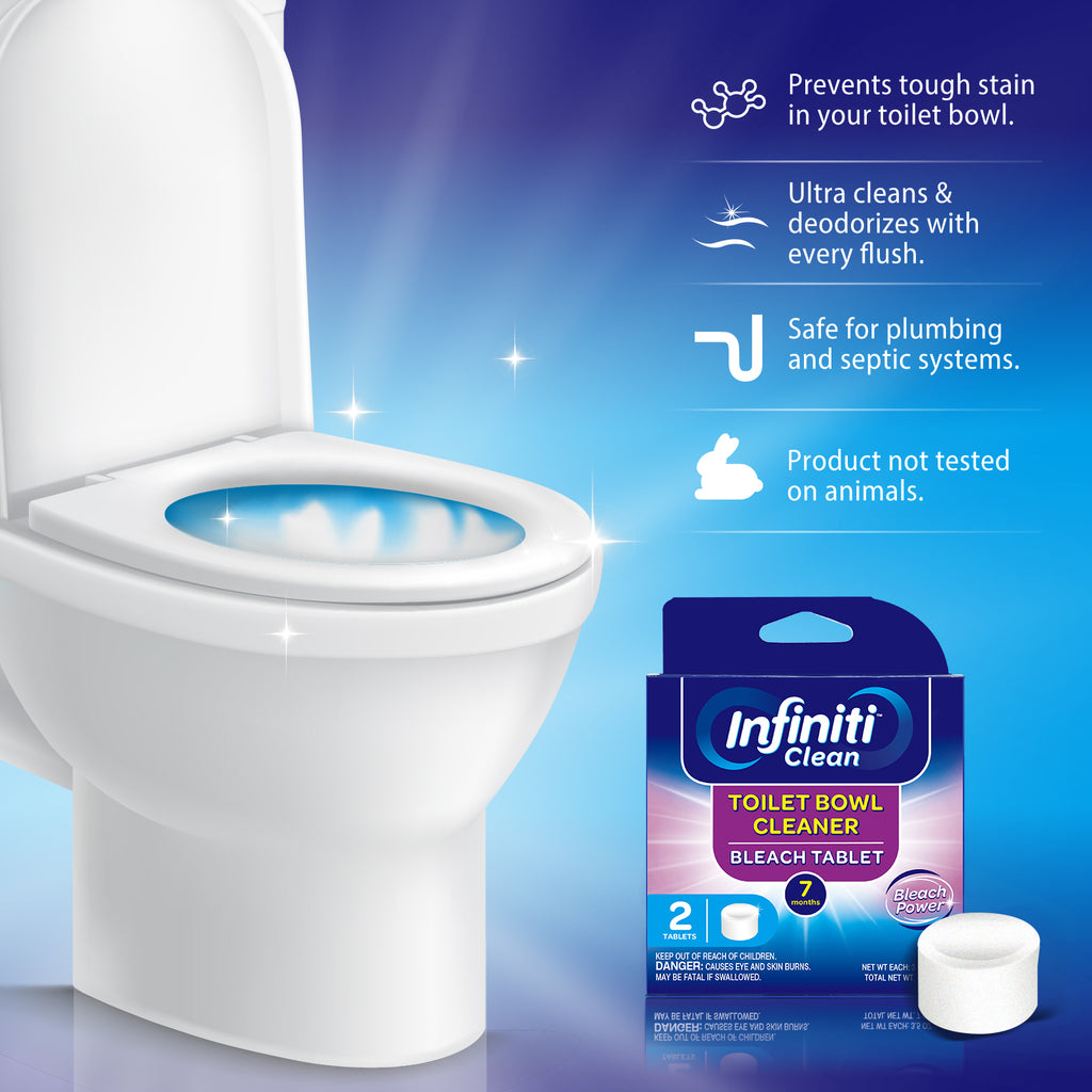 Infiniti Clean Toilet Bowl Cleaner Bleach Tablets - 2 Pack for Tank