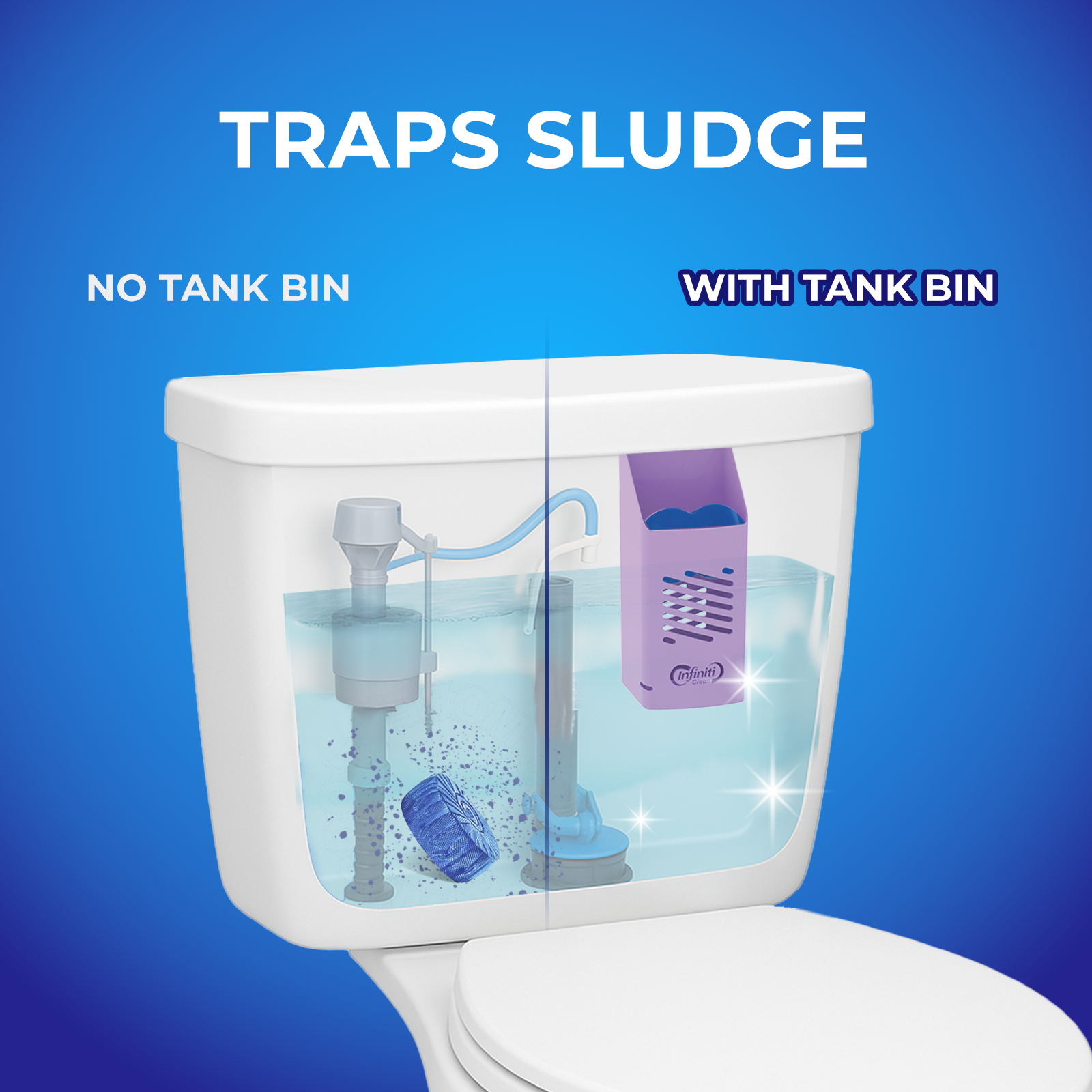 Toilet Tank Tablet Holder with 2 Blue Toilet Bowl Tablets